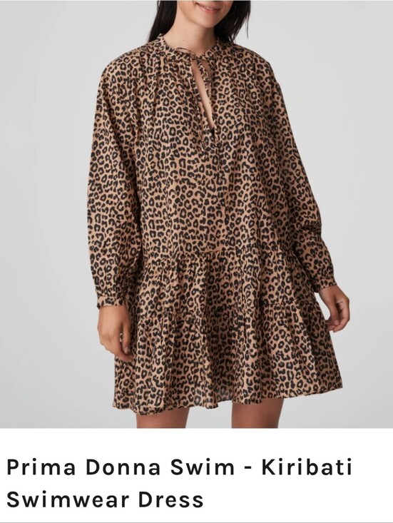 Prima Donna Other - Prima Donna Kiribati Leopard Print Tiered Long-Sleeve Swimwear Dress